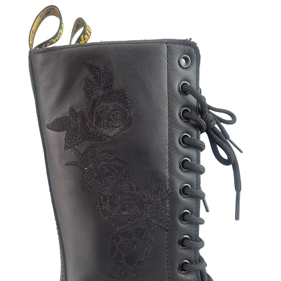 Dr MARTEN 1914 VONDA MON LEATHER BLACK BOOT FLOWER EMBROIDERY DETAILING SIZE UK4 - Picture 12 of 16